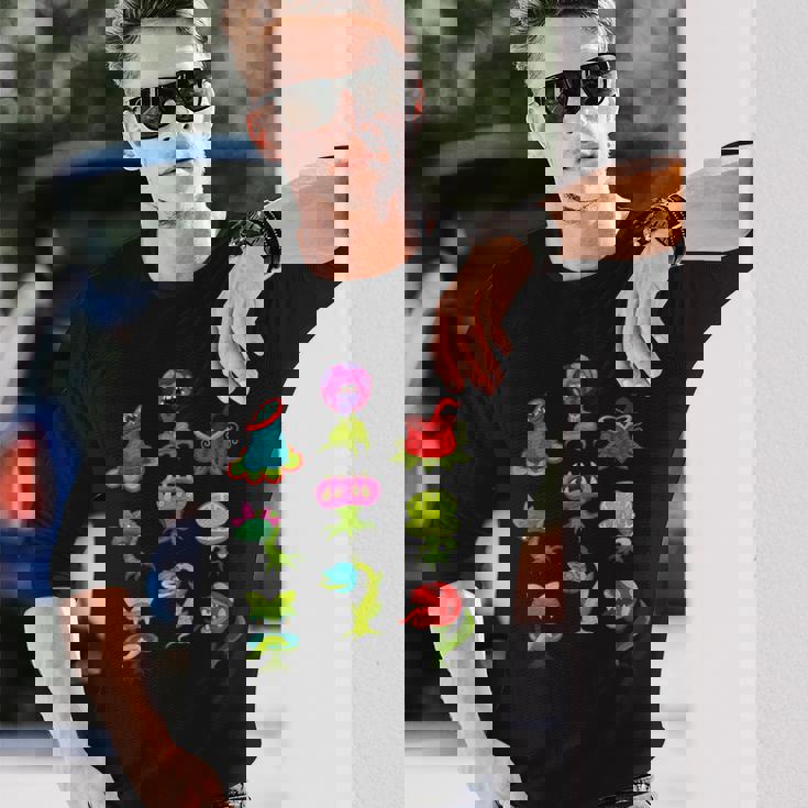 食虫植物 恋人 キッズ サラセニア ヴィーナス ハエトラップ 長袖Tシャツ 彼への贈り物