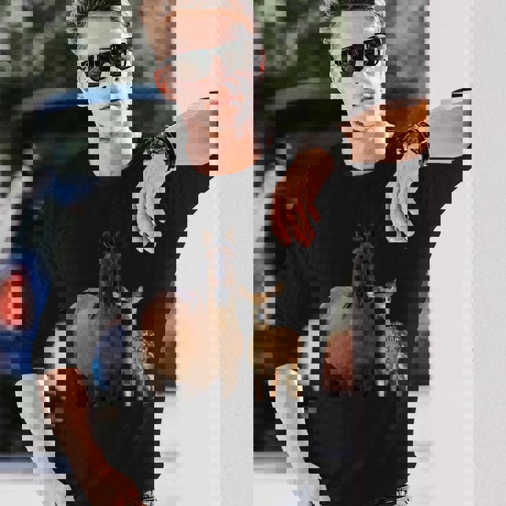 馬 鹿 面白いtシャツ バカ メンズ おもしろ 面白い 服 オリジナル おもしろグッズ ネタ 動物 ウマ シカ 長袖Tシャツ 彼への贈り物