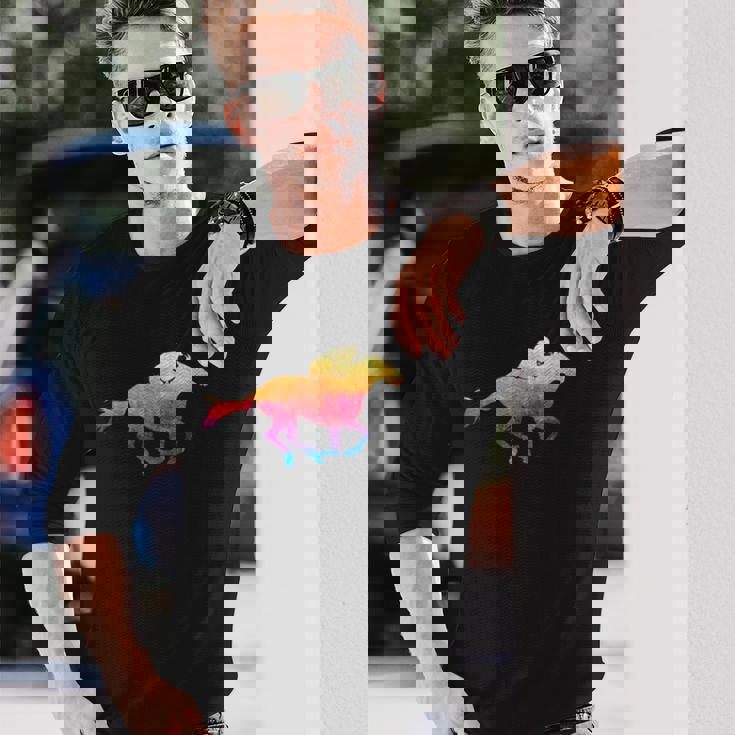 馬tシャツ ポケット レース 馬 乗馬 競馬 ジョッキー 面白いtシャツ メンズ おもしろ 面白い レトロビンテージ 長袖Tシャツ 彼への贈り物