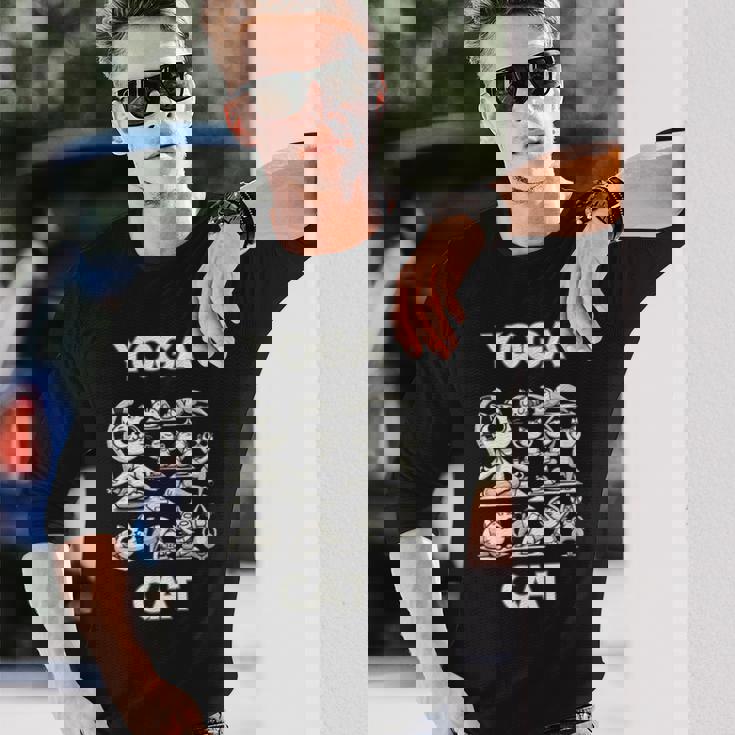 魅力的な禅猫のポーズ 気まぐれな猫ヨガ 長袖Tシャツ 彼への贈り物