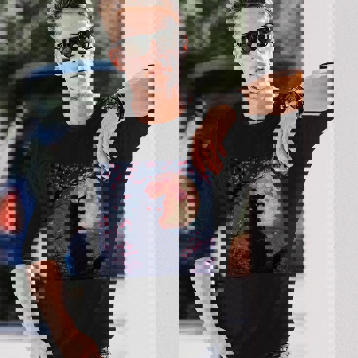 魅惑の赤い月 長袖Tシャツ 彼への贈り物