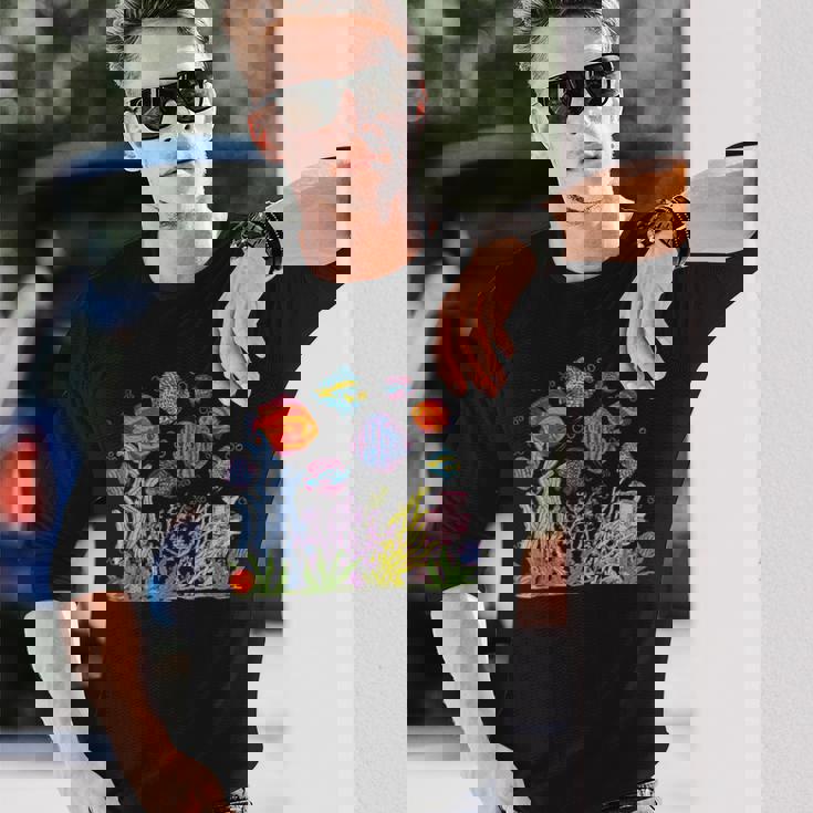 魚の養殖 魚の飼育 熱帯魚 長袖Tシャツ 彼への贈り物