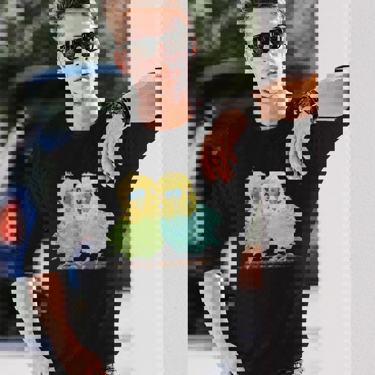 鳥 インコ かわいい ペット おもしろ 動物 イラスト 長袖Tシャツ 彼への贈り物