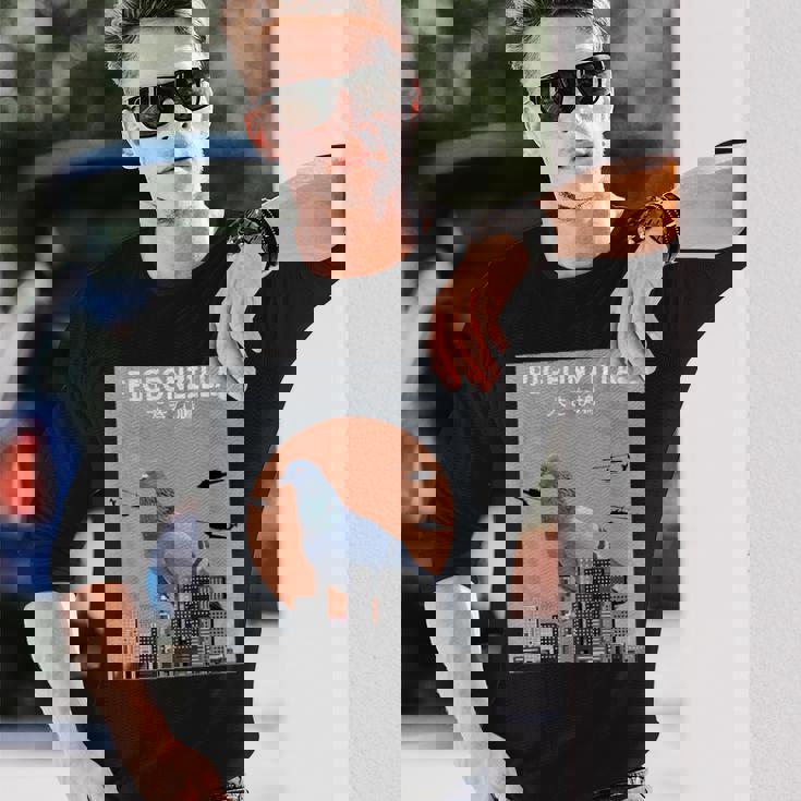 鳩 ハト おもしろ 鳥 動物 鳩 恋人 長袖Tシャツ 彼への贈り物