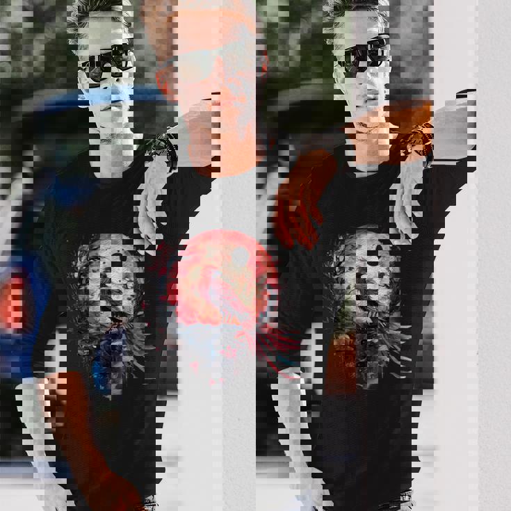 鳳凰 月 火 鳳凰 鳥 桜 木 神話 鳥 長袖Tシャツ 彼への贈り物