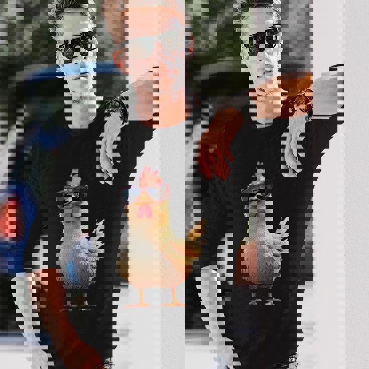 鶏 農家 農家 甘い 鶏 長袖Tシャツ 彼への贈り物