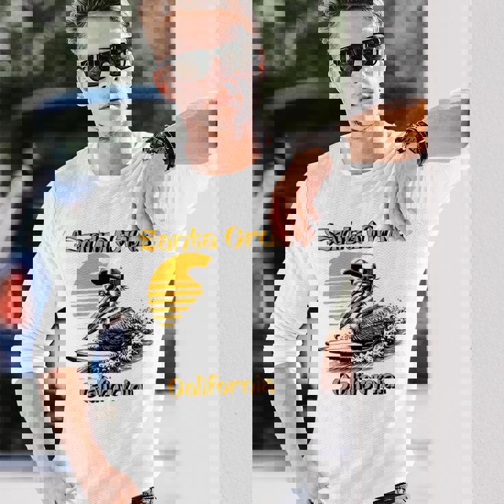 70S 80S Ca レトロ サーフィン ペリカン サンタクルーズ 長袖Tシャツ 彼への贈り物