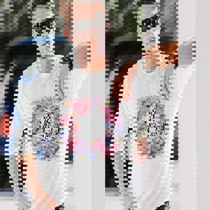 92年間愛された 92歳の誕生日フローラルリース 長袖tシャツ 長袖Tシャツ 彼への贈り物