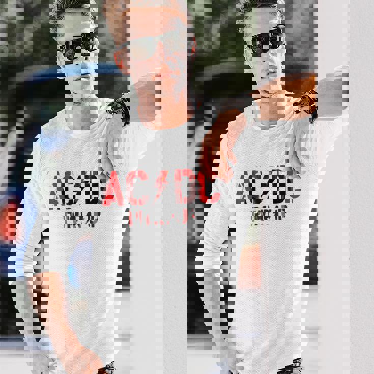 AcDcロックミュージックバンドpwrupフォトロゴ。 長袖Tシャツ 彼への贈り物