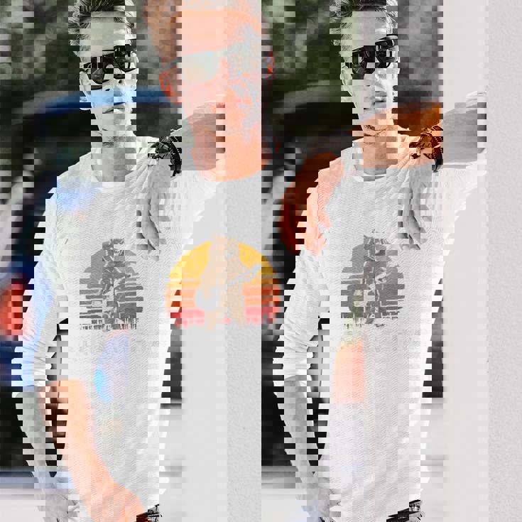 Appalachia Bluegrass Banjo Bear Retro 長袖Tシャツ 彼への贈り物