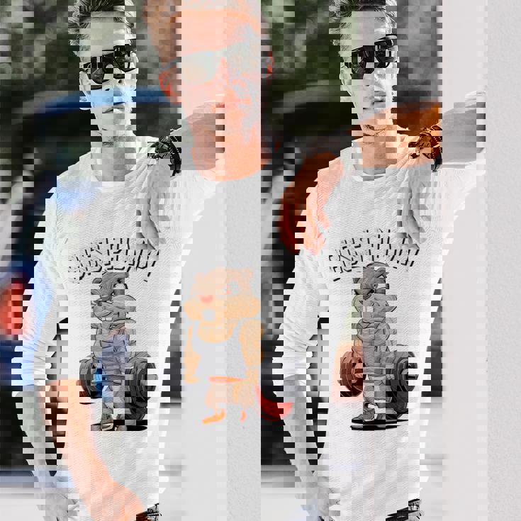 Bissi Pumpi Gym Fitness Meme Bobr Bissi Pumpi Bober 長袖Tシャツ 彼への贈り物