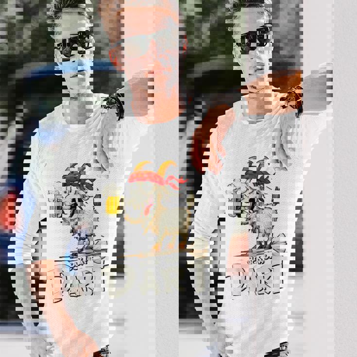 Bock Auf Dart ヤギとビールジョッキ 面白いダーツプレーヤー 長袖Tシャツ 彼への贈り物