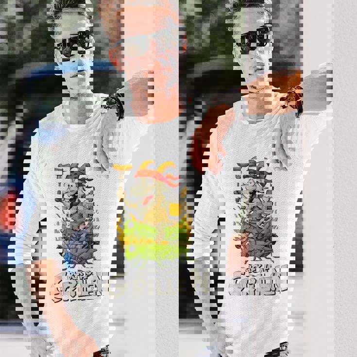 Bock Auf Grillen おもしろバーベキューアクセサリー ヤギ付きバーベキュー 長袖Tシャツ 彼への贈り物