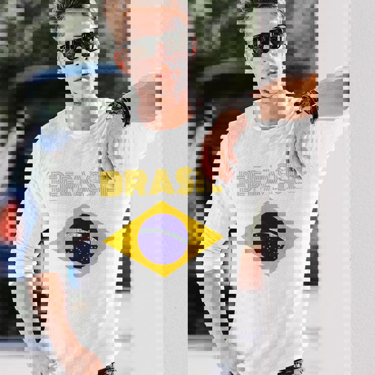 Brasilブラジルブラジル国旗 長袖Tシャツ 彼への贈り物