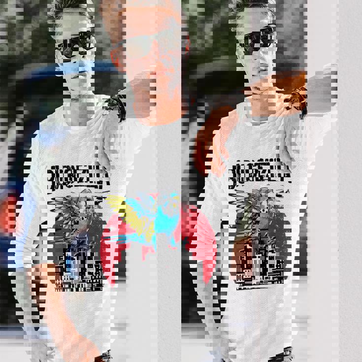 Budgiezilla 面白いインコ セキセイインコ セキセイインコ セキセイインコ 鳥好き 長袖Tシャツ 彼への贈り物