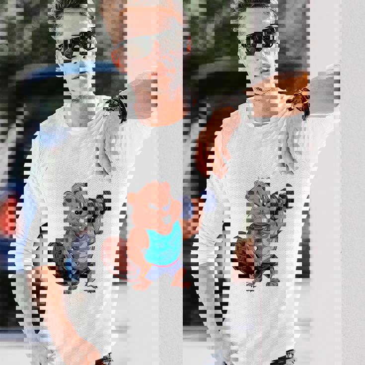 Bóbr Kurwa Gym Fitness Meme ボディービルダー&パンパー 長袖tシャツ 長袖Tシャツ 彼への贈り物