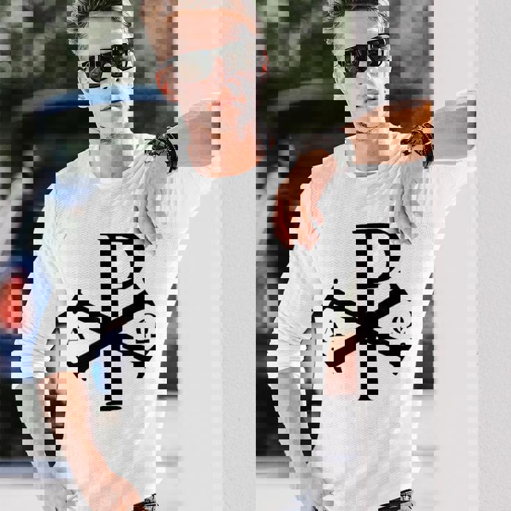 Chi Rho クリスチャン ゴッド アルファ オメガ イエスキリスト キリスト教 長袖Tシャツ 彼への贈り物