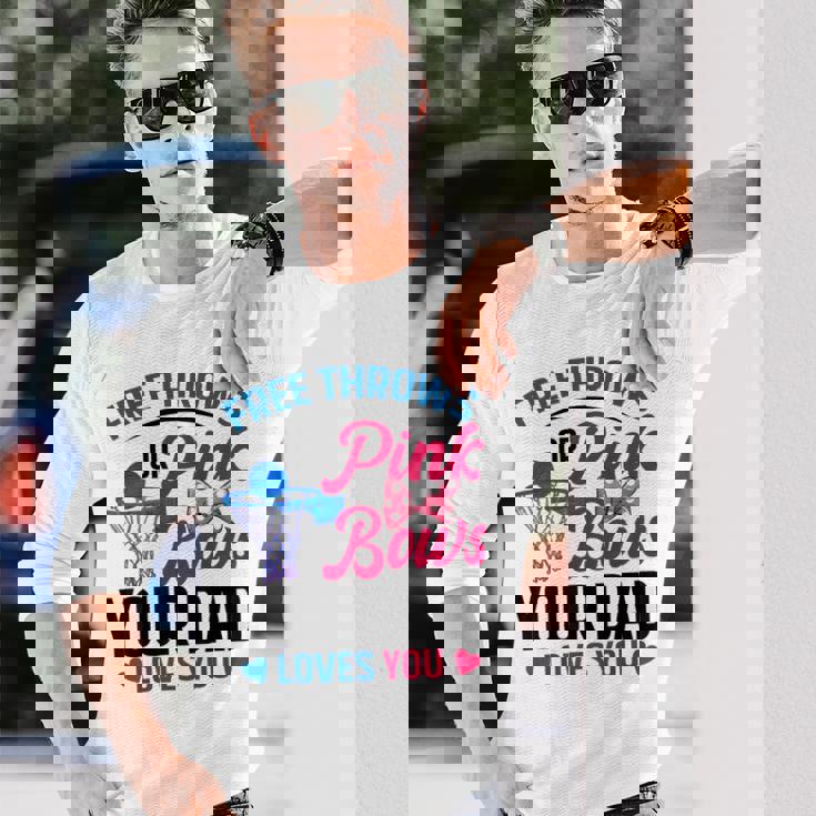 Dad Loves You Free Throw Or Pink Bows 性別発表 長袖Tシャツ 彼への贈り物