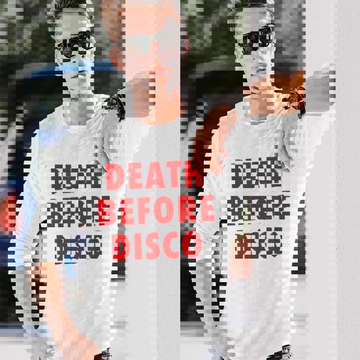Death Before Disco Inspired メンズ レディース 80年代レトロ 長袖Tシャツ 彼への贈り物