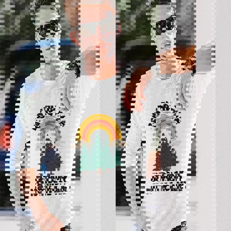 Destroy The Patriarchy Not The Planet フェミニスト フェミニズム 長袖Tシャツ 彼への贈り物