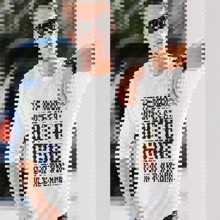 Easy Journeys Regret ジム、ハッスル、成功、モチベーションアップ 長袖Tシャツ 彼への贈り物