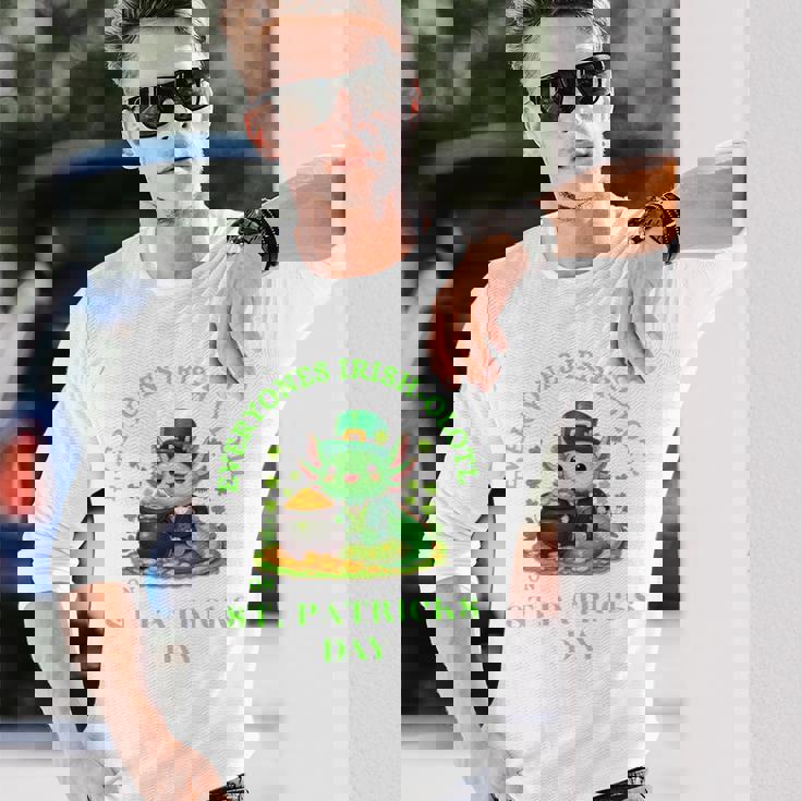 Everyones Irish Olotl Axolotl 聖パトリックデー グリーン アホロートル 長袖tシャツ 長袖Tシャツ 彼への贈り物