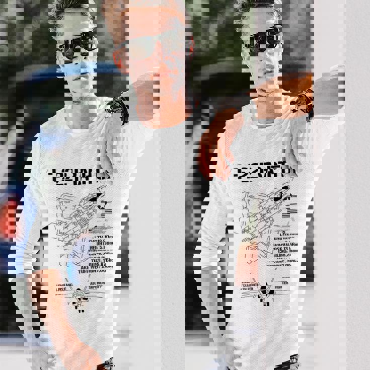 F22 ラプター戦闘機 ジェット仕様 軍用飛行機 F22 ラプター 長袖Tシャツ 彼への贈り物