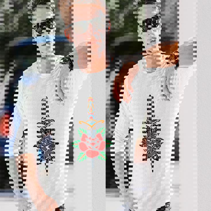 Fake Friends アメリカントラディショナルタトゥー オールドスクールフラッシュ 長袖Tシャツ 彼への贈り物