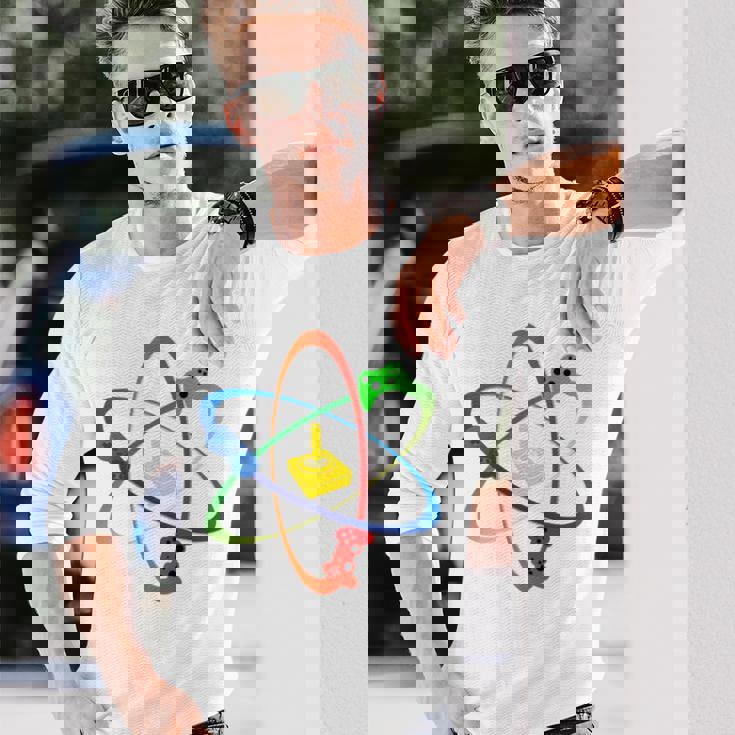 Gamer Atom コンソールプレーヤー ゲームコンピュータープログラマー 長袖tシャツ 長袖Tシャツ 彼への贈り物