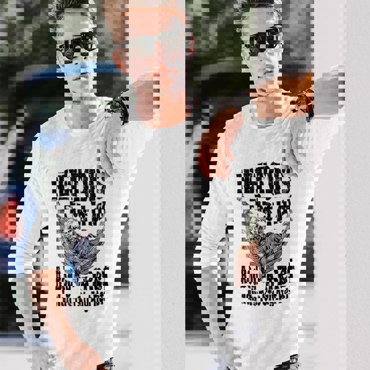 Physics ニュートンの第一法則体 安静時科学 長袖Tシャツ 彼への贈り物