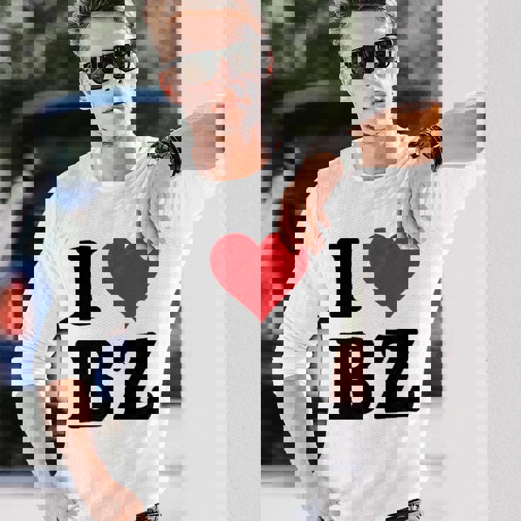 I Heart Bz イニシャル I Love BZ 姓 B Z 長袖Tシャツ 彼への贈り物