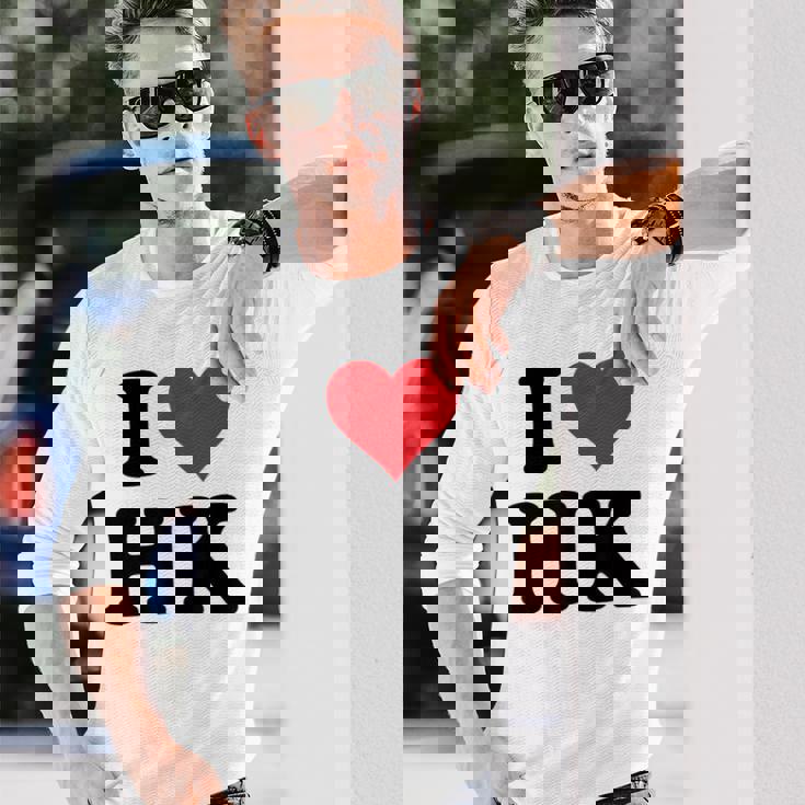 I Heart Hk Initials I Love HK First And Last Name H K 長袖Tシャツ 彼への贈り物