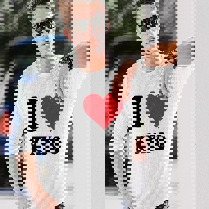 I Heart Kyo ファーストネーム I Love パーソナライズ 長袖Tシャツ 彼への贈り物