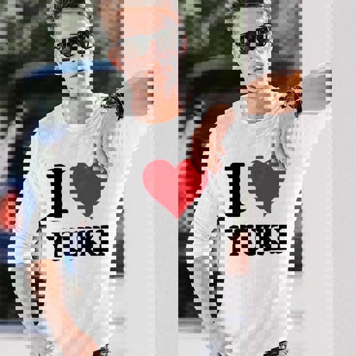 I Heart Yukiファーストネーム I Love パーソナライズ 長袖Tシャツ 彼への贈り物