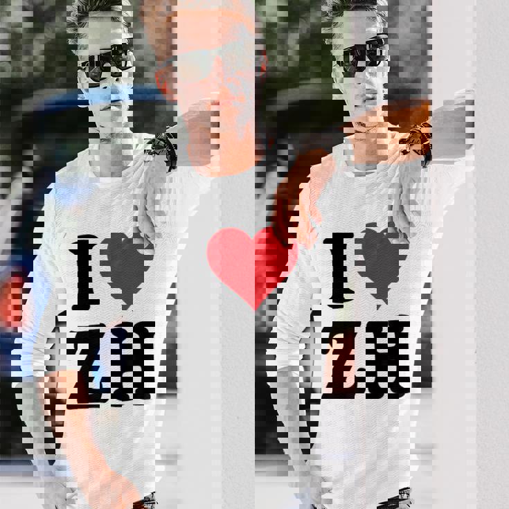 I Heart Zh Initials I Love ZH First And Last Name Z H 長袖Tシャツ 彼への贈り物