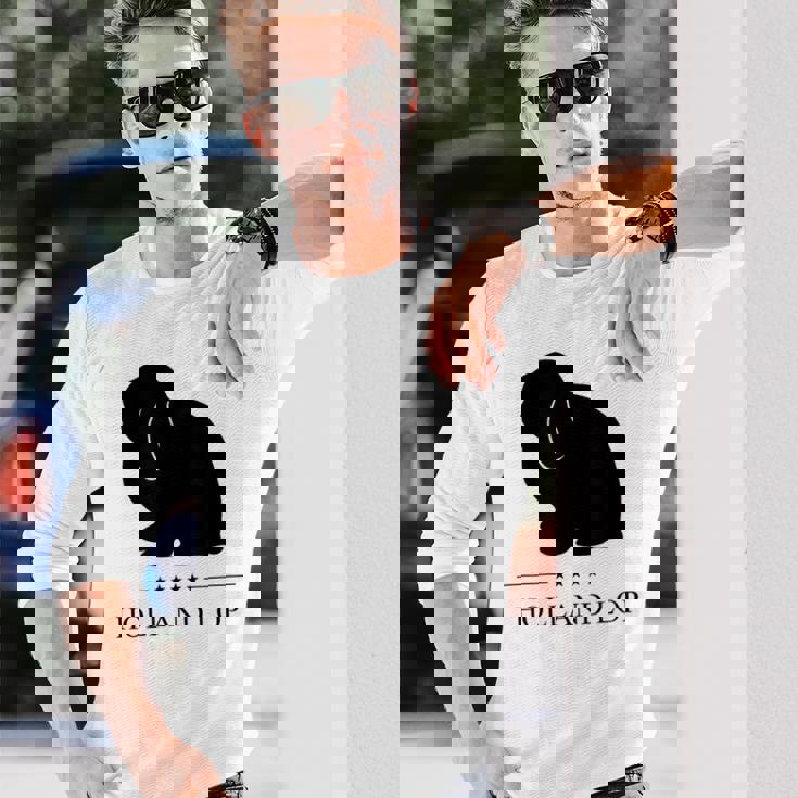 Holland Lop Rabbitブラックシルエット 長袖Tシャツ 彼への贈り物