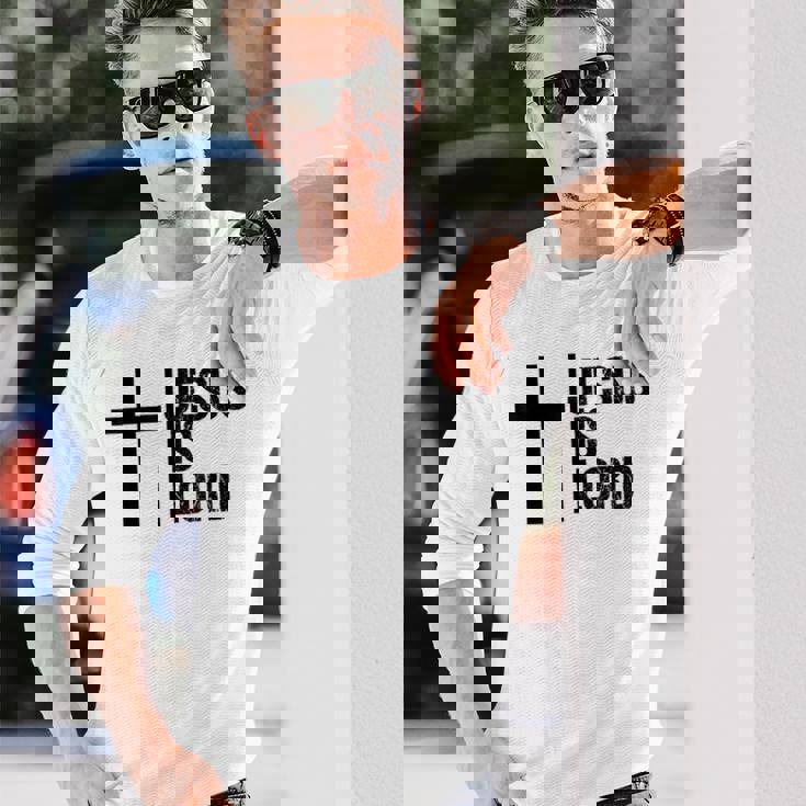 Jesus Is Lord 十字架 信仰 クリスチャン 聖書 神聖 長袖Tシャツ 彼への贈り物