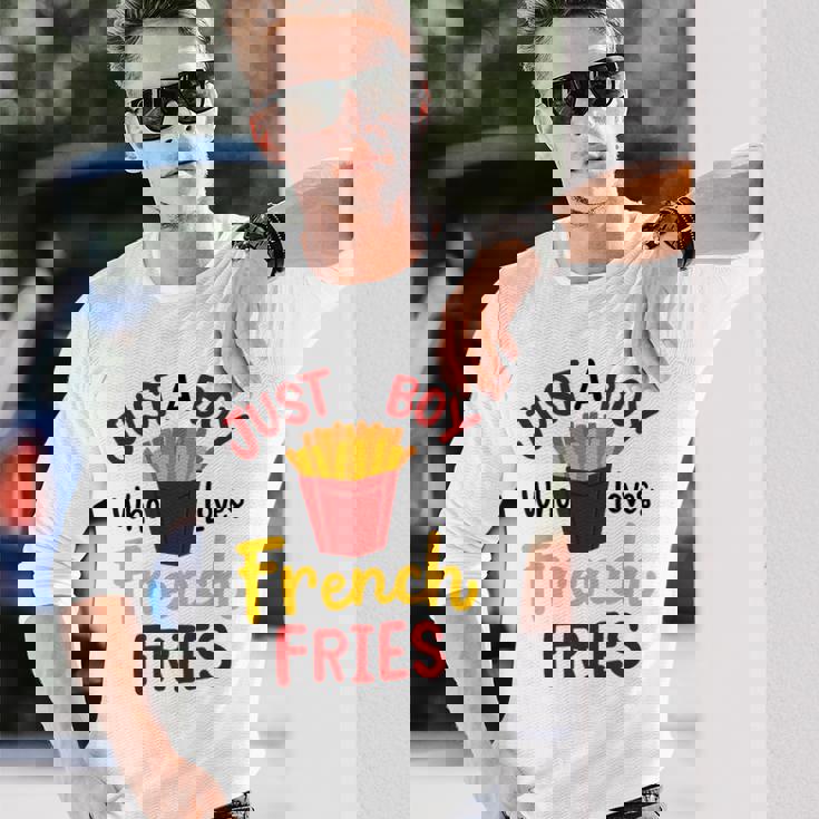 Just A Boy Who Loves French Fries フライドポテト じゃがいも ヴィーガン 長袖Tシャツ 彼への贈り物