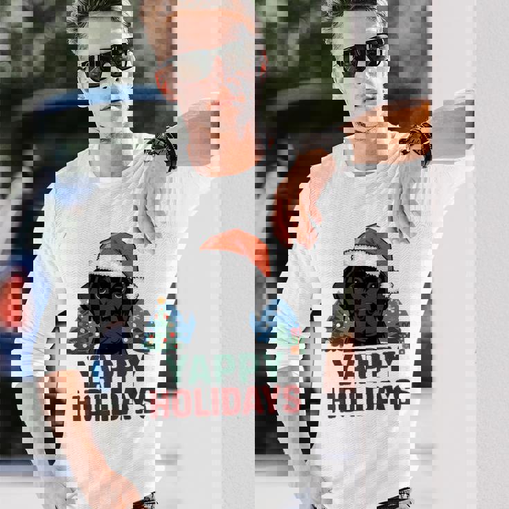 Lab クリスマス ラブラドールレトリバー Yappy Holidays Dog 長袖Tシャツ 彼への贈り物