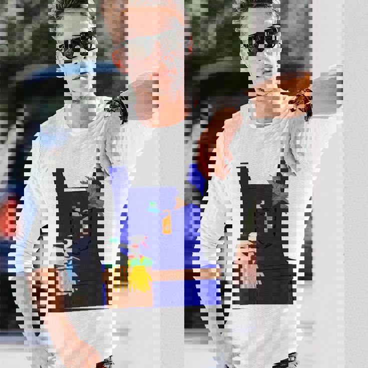 Last Minute Cleaner ハロウィンワーカーズグループコスチューム 長袖Tシャツ 彼への贈り物