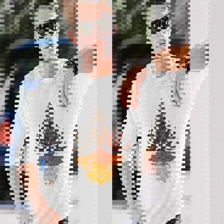 Lele ヒンドゥー教の神 ヴィシュヌ・ガネーシャ・シヴァモチーフ 長袖Tシャツ 彼への贈り物