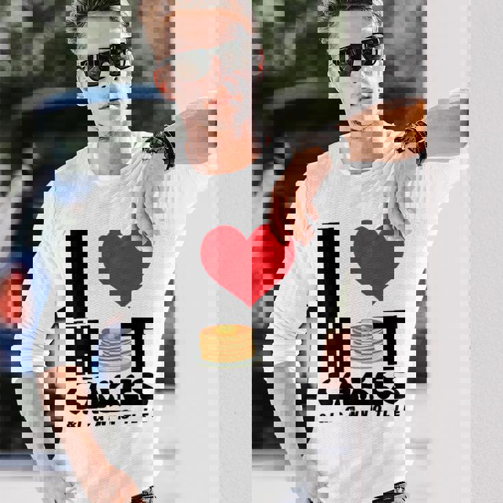 I Love Heart ホットケーキ パンケーキ Flapjacks Can Not Lie Foodie 長袖Tシャツ 彼への贈り物