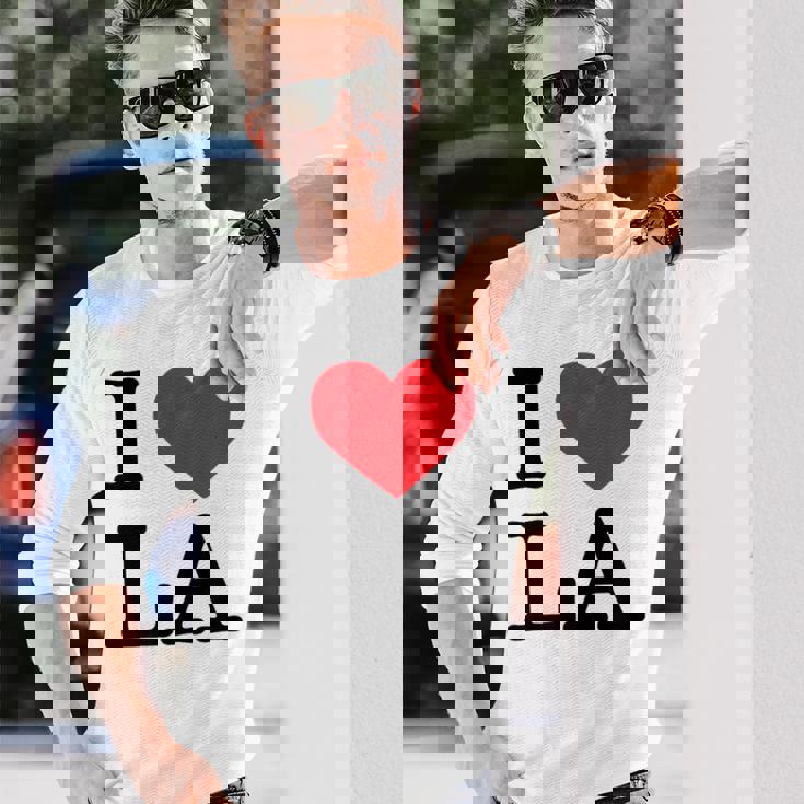 I Love La Top I Heart Los Angeles バケーションギフト 長袖Tシャツ 彼への贈り物