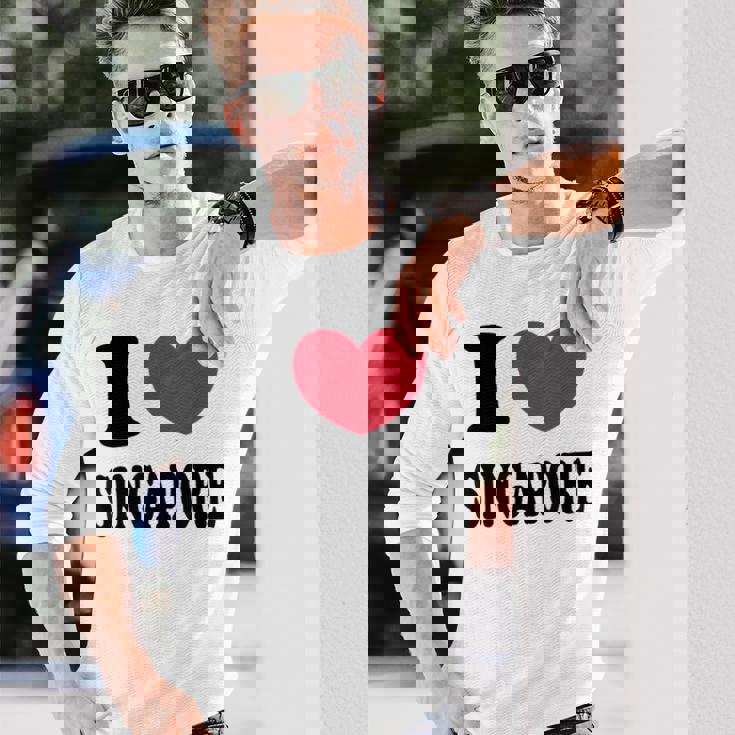 I Loveingapore シンガポールが大好き 長袖Tシャツ 彼への贈り物