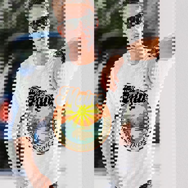 Maine Usa ハイキング ハイカー バックパッカー ハイキング 山 アウトドア 長袖tシャツ 長袖Tシャツ 彼への贈り物