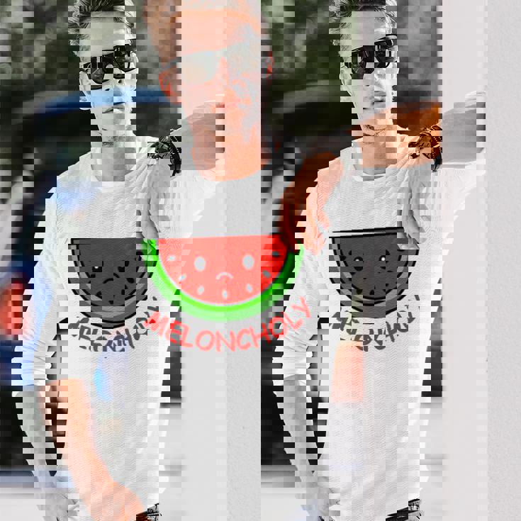 Meloncholy 面白い スイカ しゃれ フルーツ好き。 長袖Tシャツ 彼への贈り物