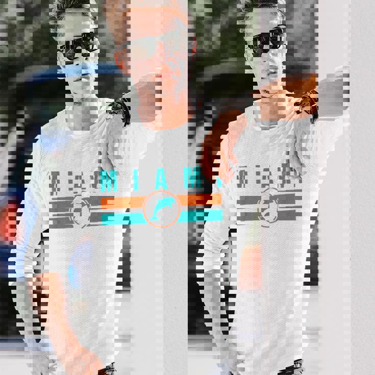 Mia マイアミ ローカルスタンダード Mia レトロ ドルフィン マイアミ Fl クラシック 長袖Tシャツ 彼への贈り物