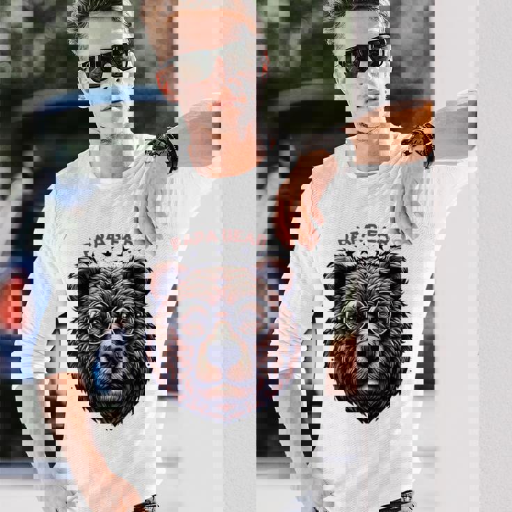 メンズ Papa Bear Face サングラス Papa Bear Lover 父の日 長袖Tシャツ 彼への贈り物