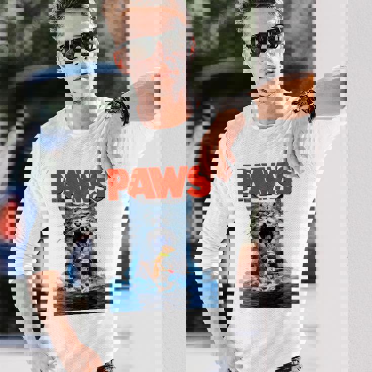 Paws Cat Lover ホラー映画 パロディ 長袖Tシャツ 彼への贈り物