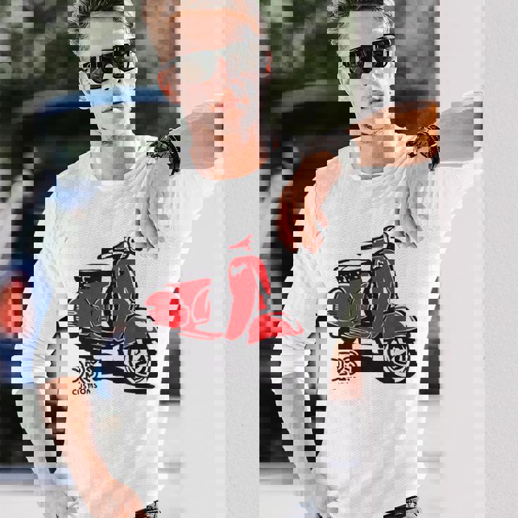 Piaggio クラシックスクーター イタリア製 ピンク 長袖Tシャツ 彼への贈り物